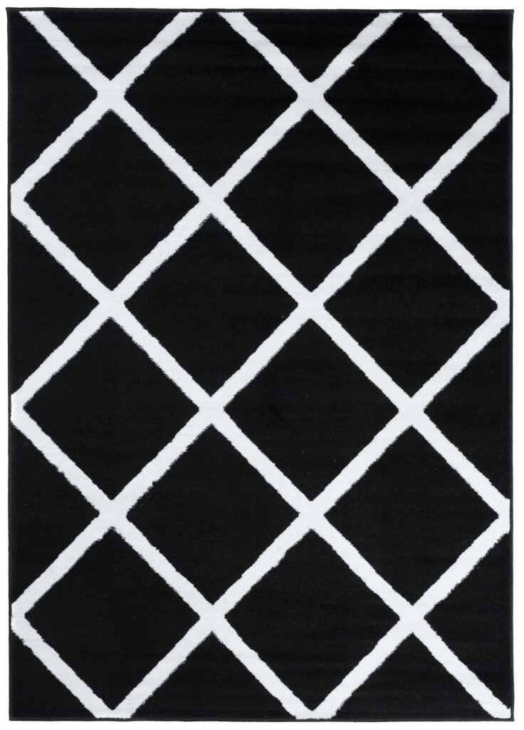 Alfombra Luxury Gris Claro Blanco Geométrico Enrejado