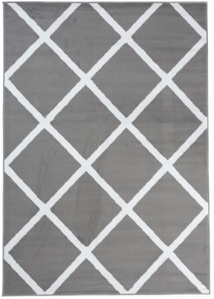 Alfombra Luxury Negro Blanco Geométrico Enrejado