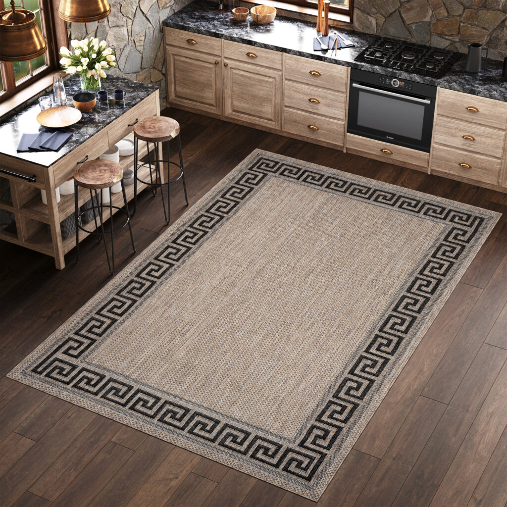 Alfombra Melissa Marrón Negro Zigzag Interior Exterior
