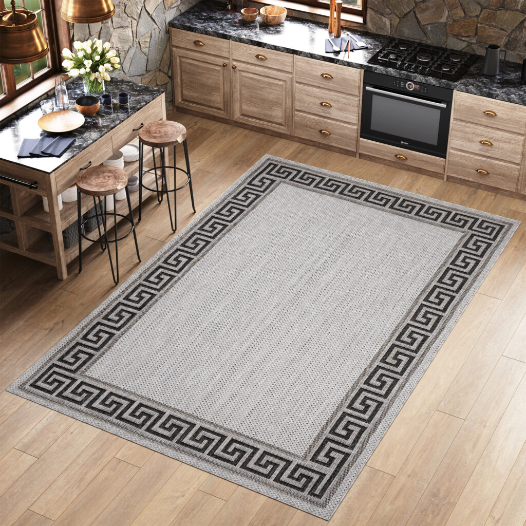 Alfombra Melissa Gris Negro Zigzag Interior Exterior