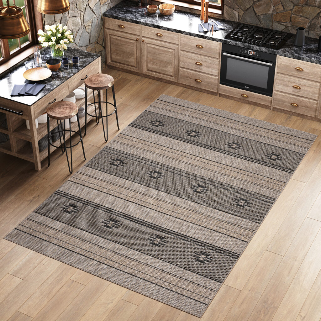 Alfombra Melissa Marrón Negro Étnico Interior Exterior
