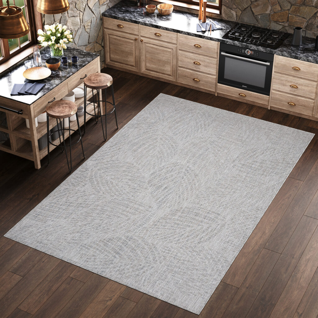 Alfombra Melissa Gris Melange Hojas Interior Exterior