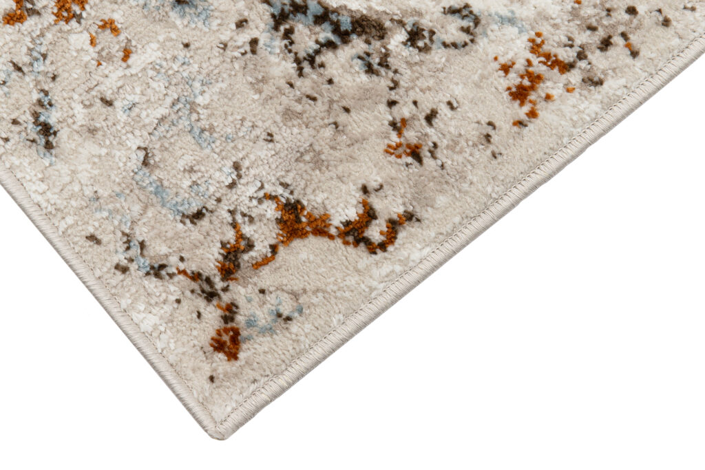 Alfombra Retro Gris Azul Cobre Mosaico Vintage