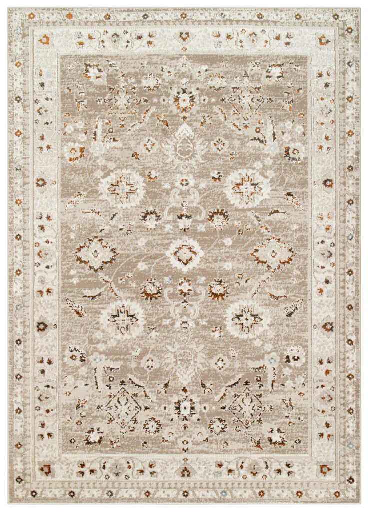 Alfombra Retro Gris Cobre Ornamental Vintage