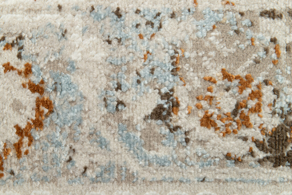 Alfombra Retro Gris Azul Cobre Floral Vintage