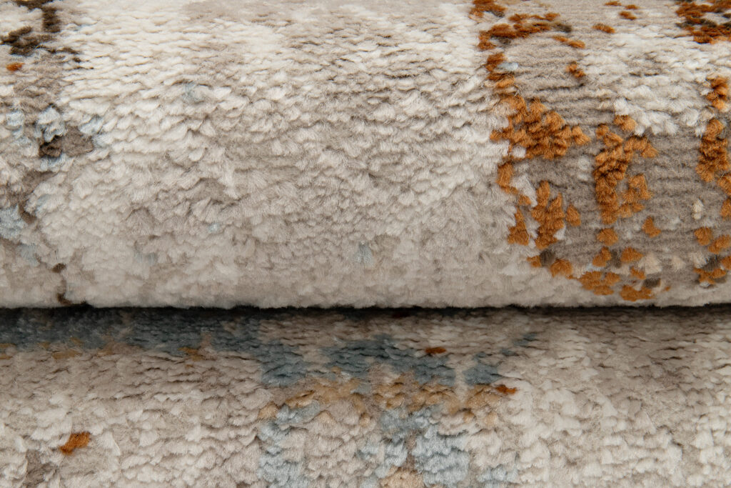 Alfombra Retro Gris Azul Cobre Floral Vintage