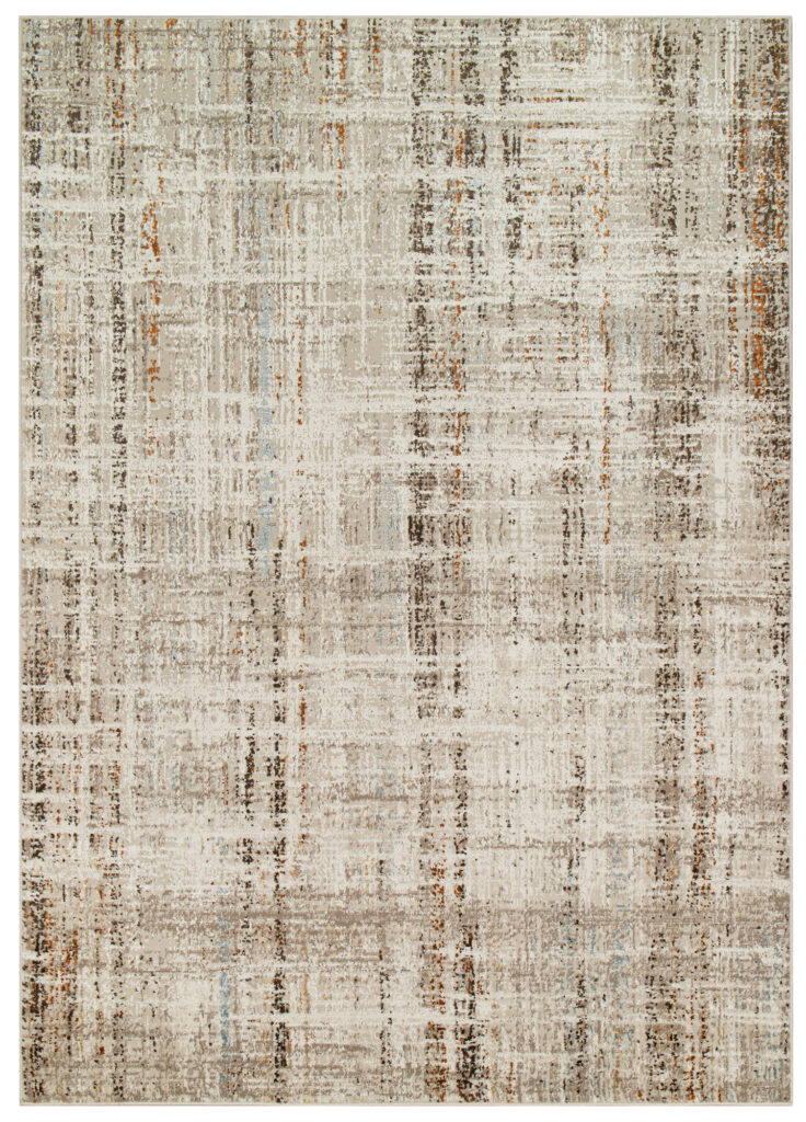 Alfombra Retro Gris Cobre Azul Líneas Moderno
