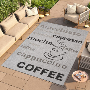 Alfombra Melissa Gris Negro Café Interior Exterior
