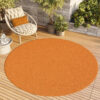 Alfombra Mono Redonda Interior Exterior Naranja