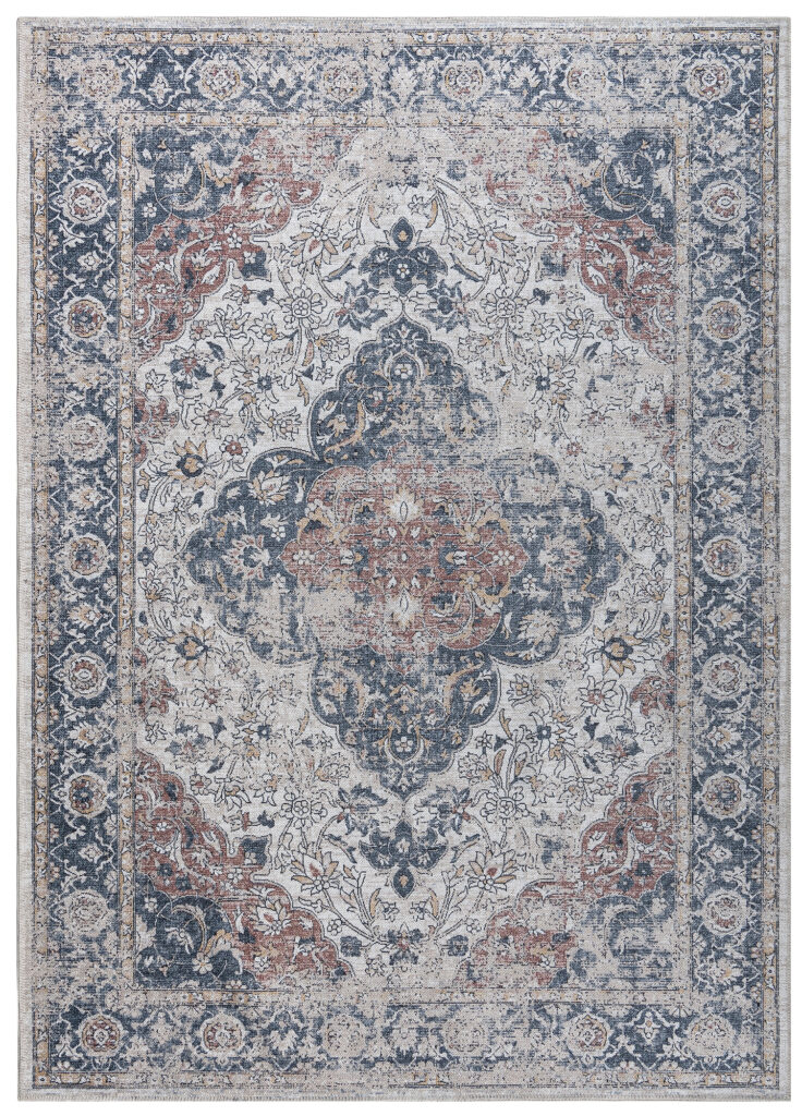 Alfombra Ritz Azul Crema Vintage Rosetón