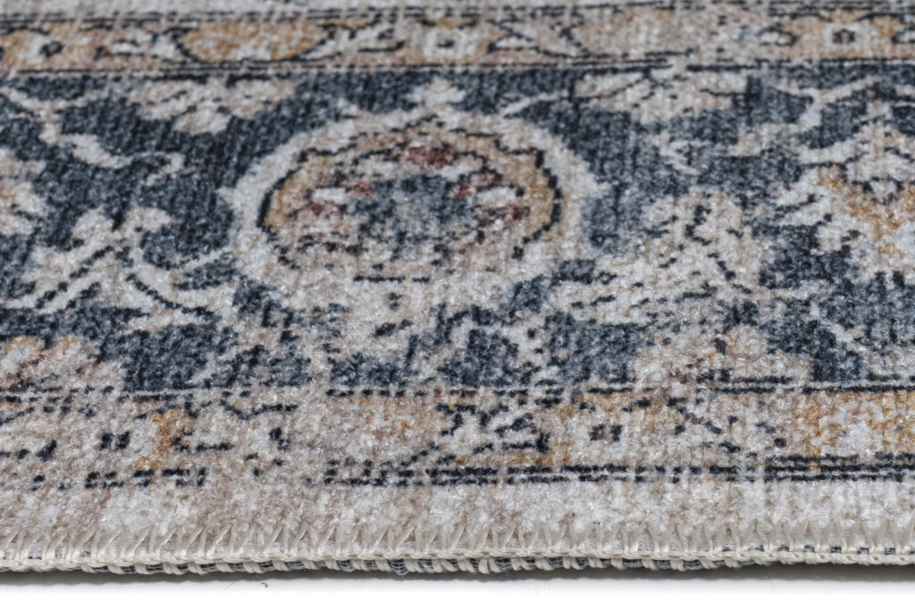 Alfombra Ritz Azul Crema Vintage Rosetón