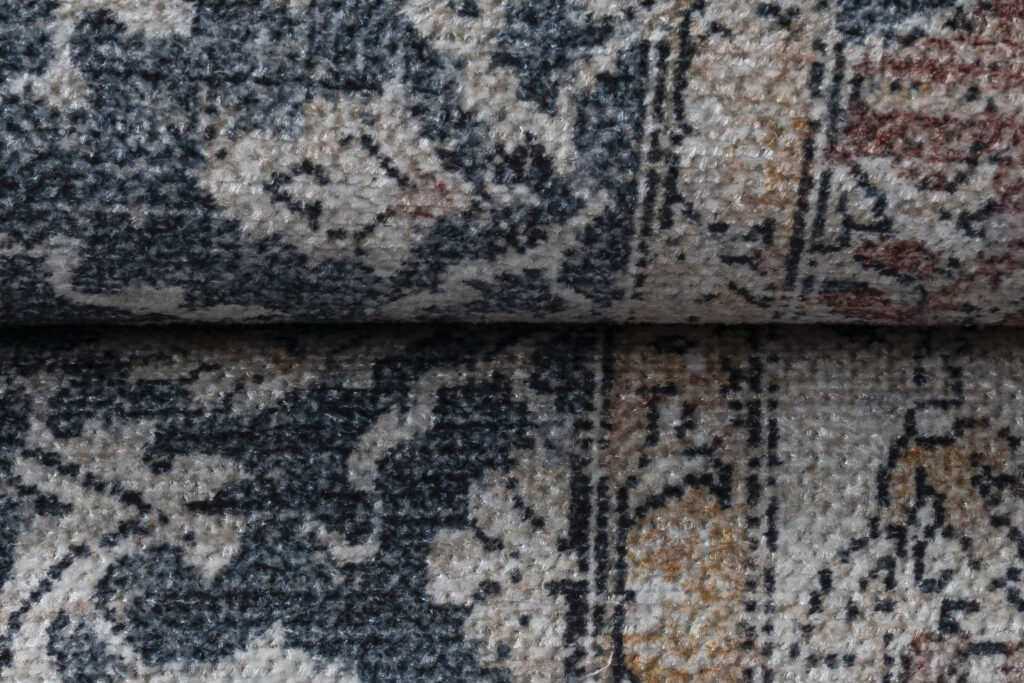 Alfombra Ritz Azul Crema Vintage Rosetón