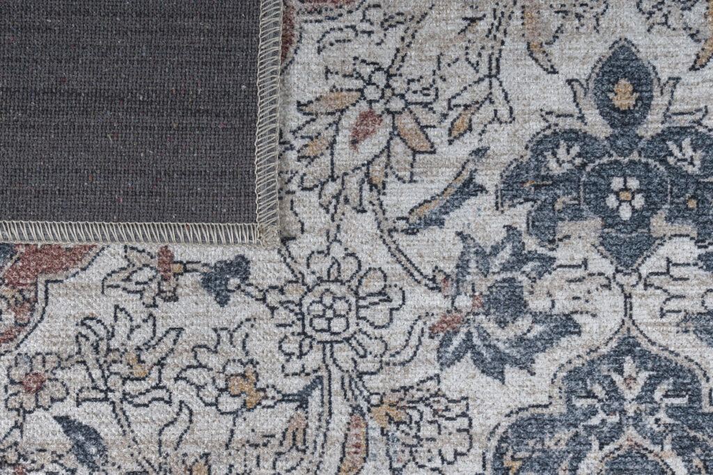 Alfombra Ritz Azul Crema Vintage Rosetón