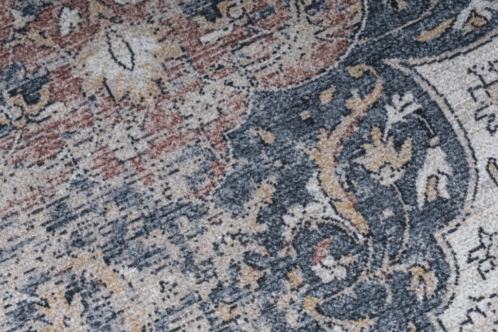 Alfombra Ritz Azul Crema Vintage Rosetón