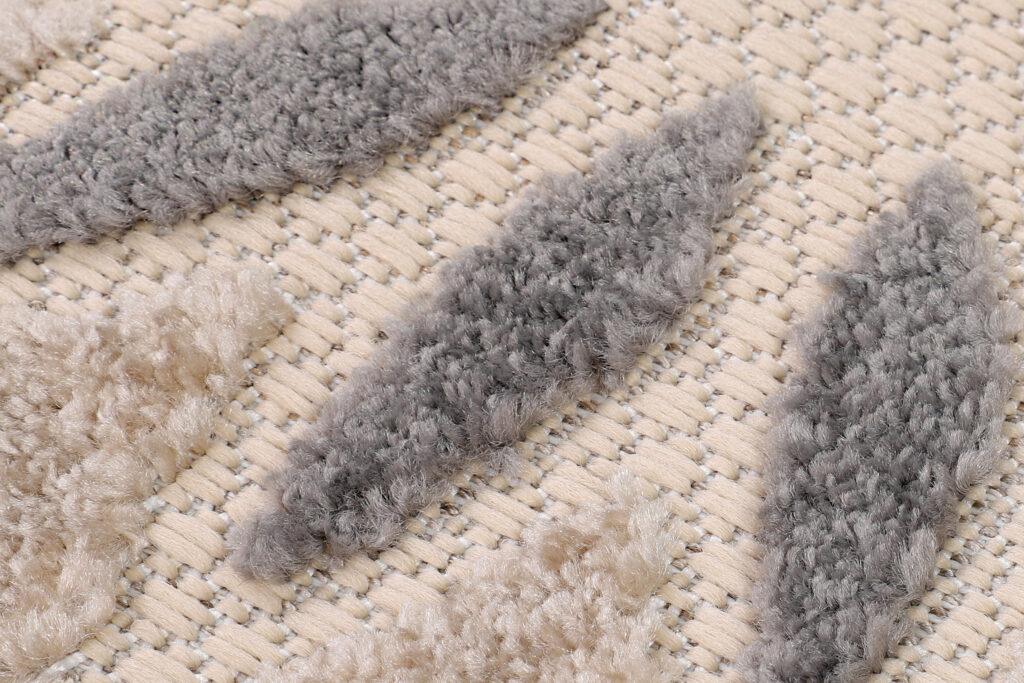 Alfombra Exterior Patio Redonda Crema Gris Flores