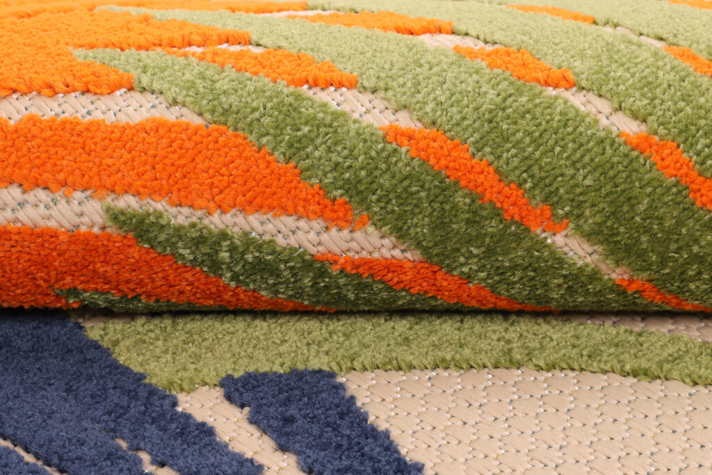 Alfombra Exterior Patio Redonda Multicolores Hojas