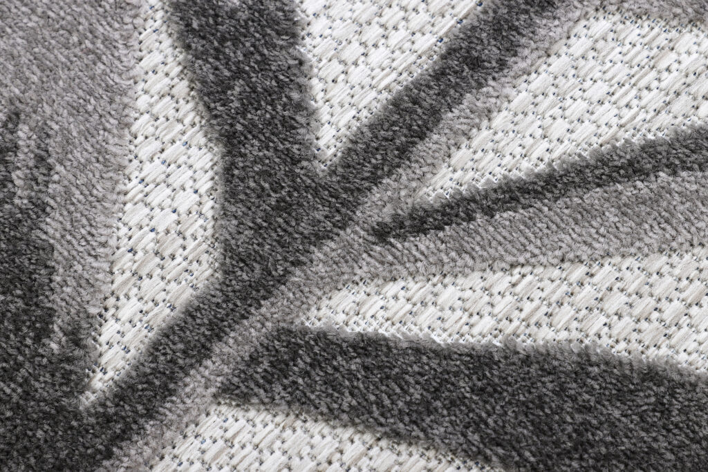 Alfombra Exterior Patio Redonda Gris Beige Hojas