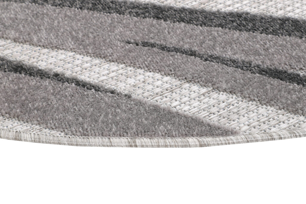 Alfombra Exterior Patio Redonda Gris Beige Hojas