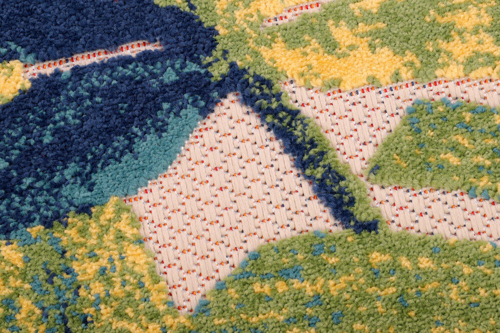 Alfombra Exterior Patio Redonda Crema Hojas Palmera