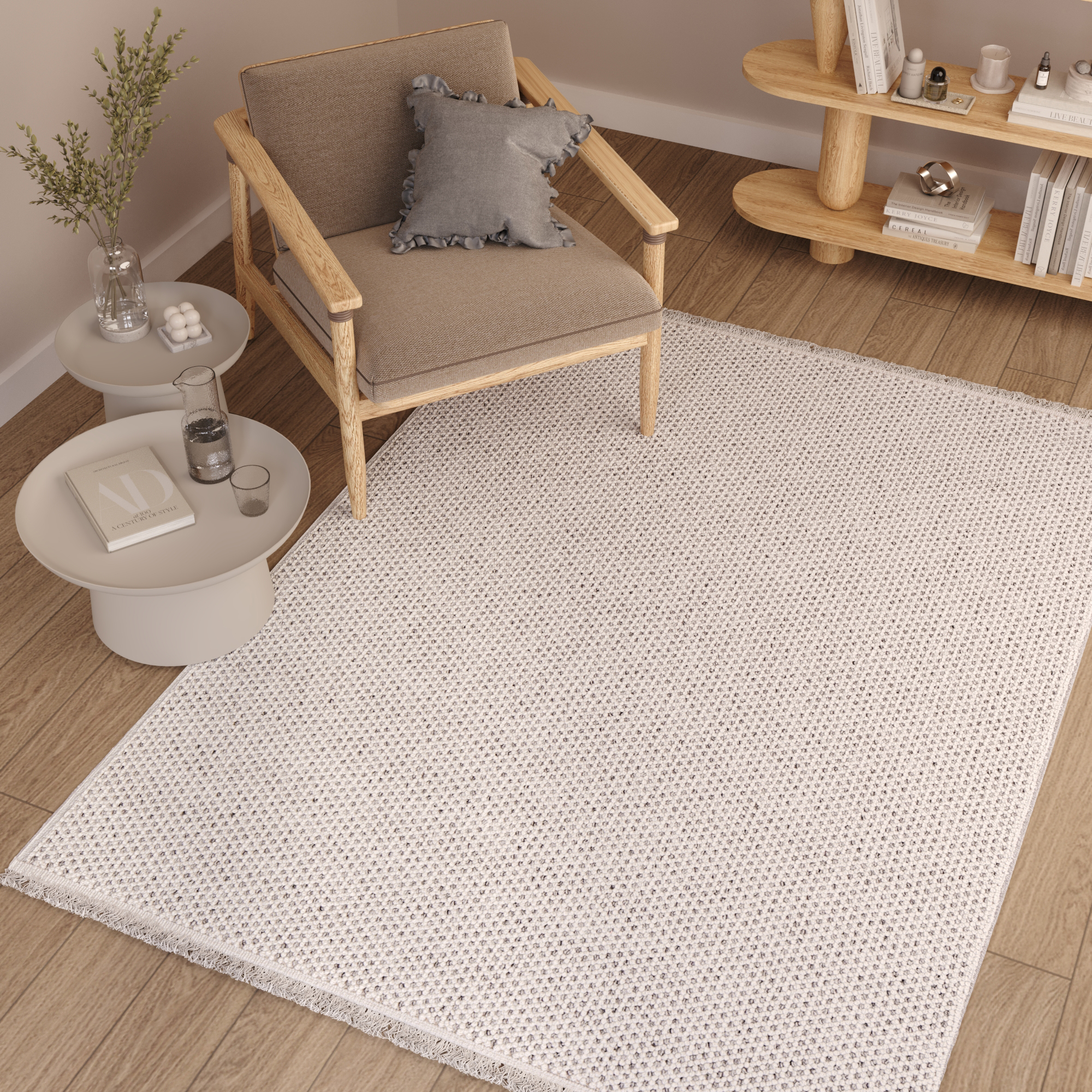 Alfombra Agra Gris Moderna con Flecos