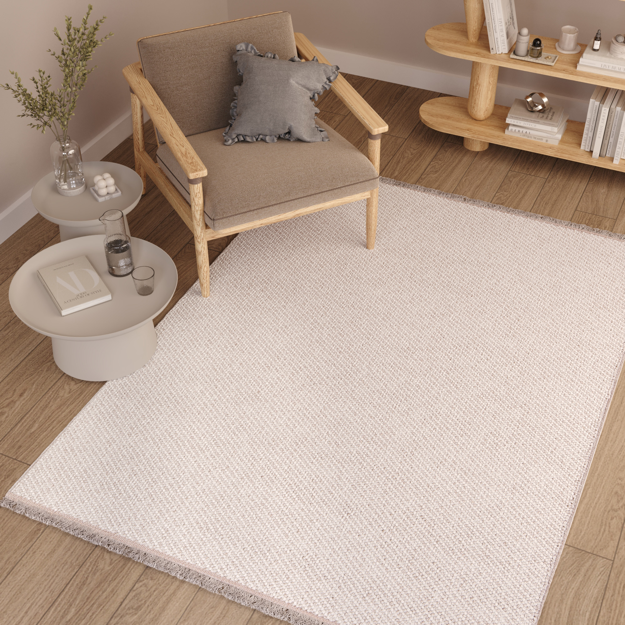 Alfombra Agra Beige Moderna con Flecos