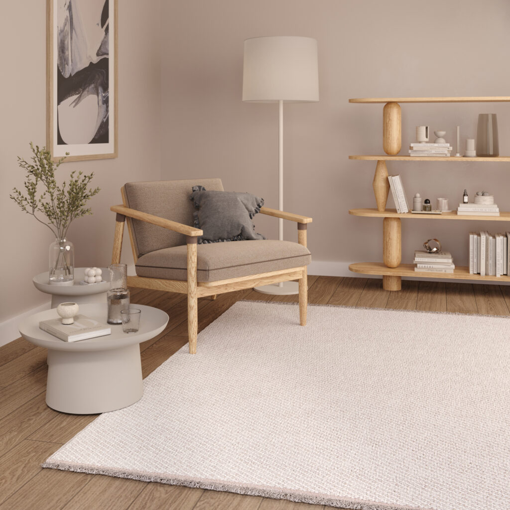 Alfombra Agra Beige Moderna con Flecos