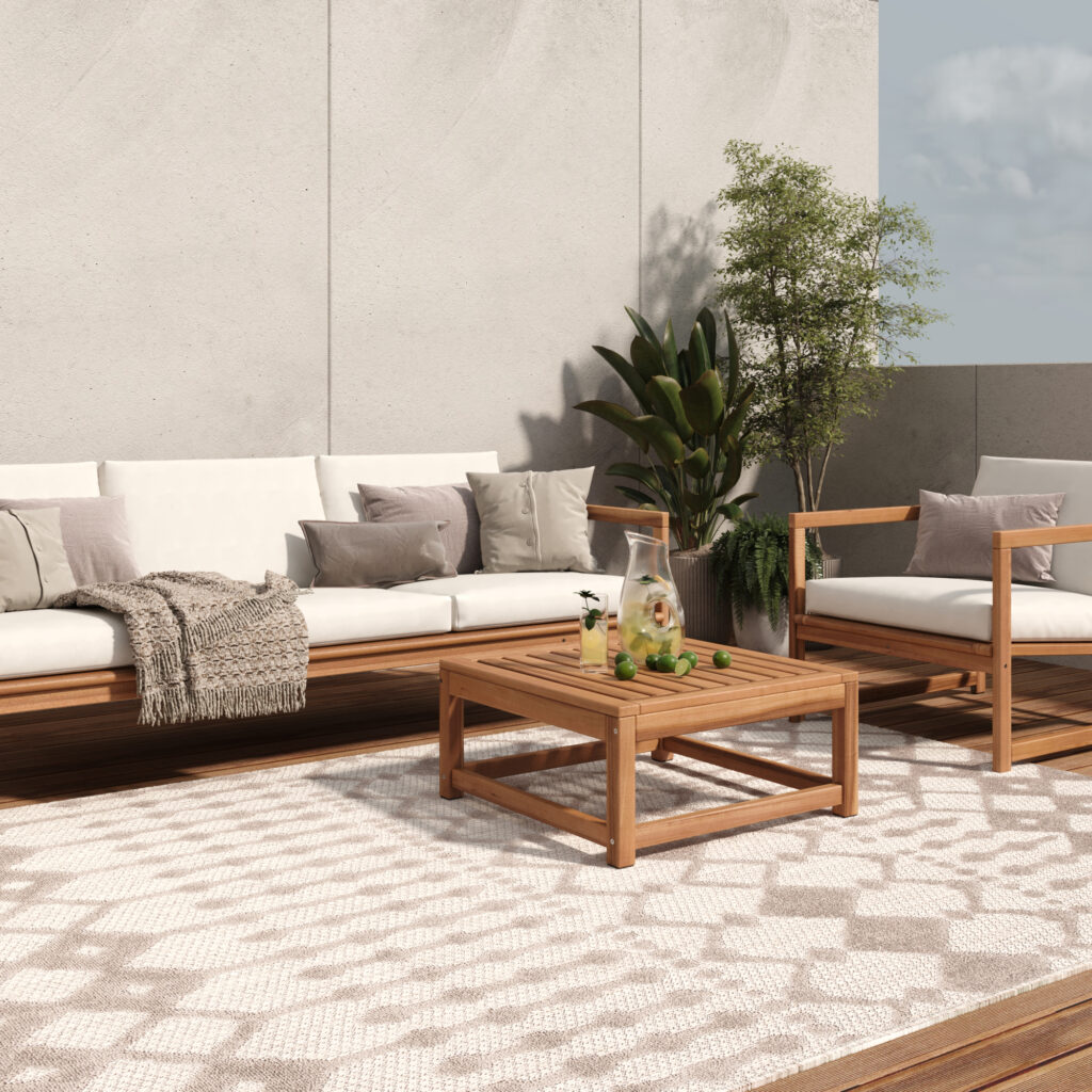 Alfombra Exterior Patio Gris Beige Étnico