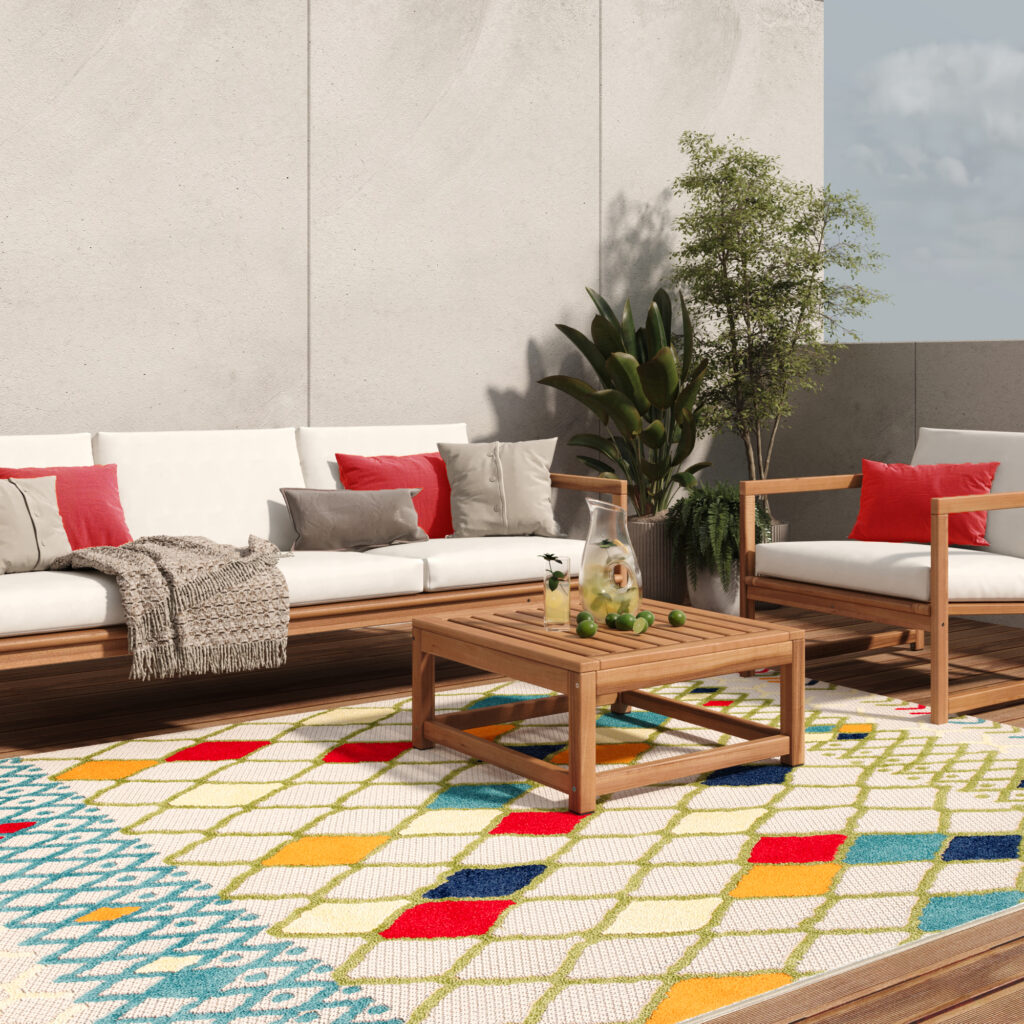 Alfombra Exterior Patio Multicolor Étnico