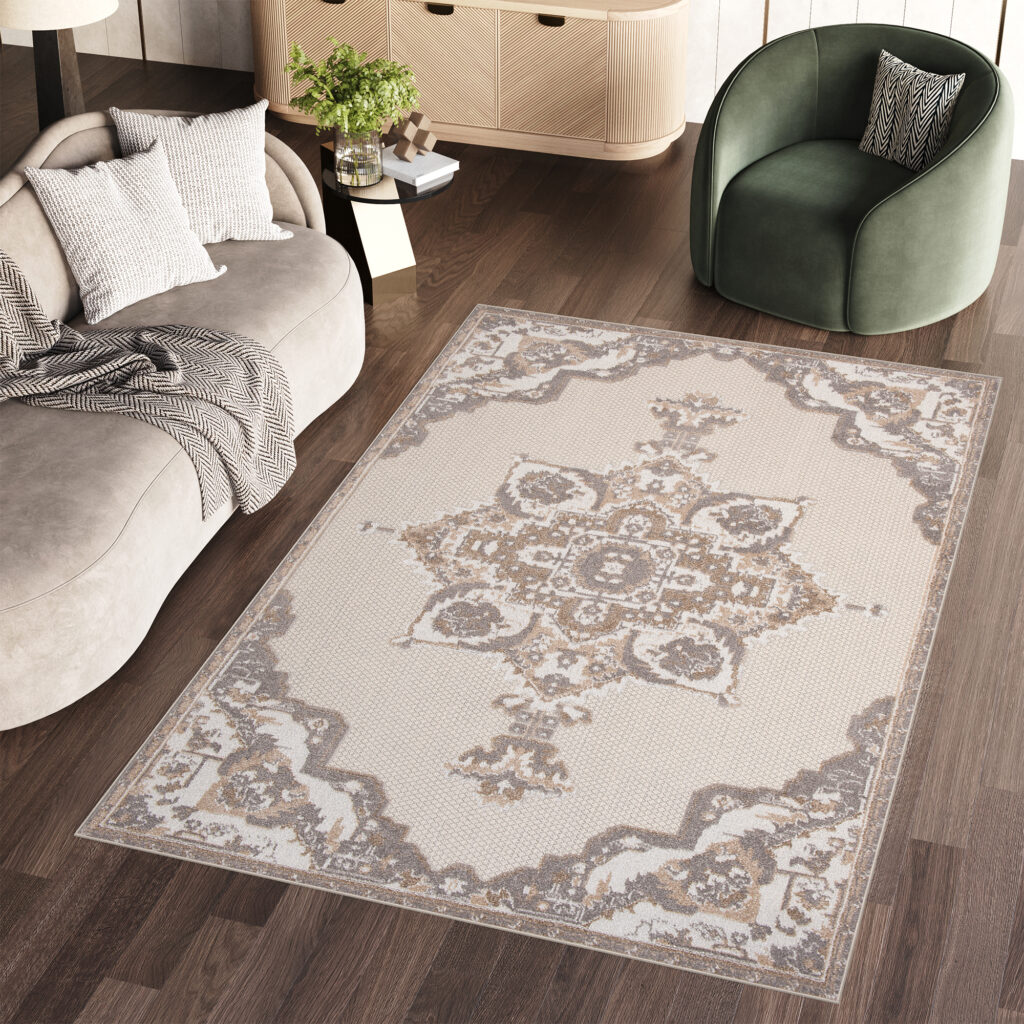 Alfombra Exterior Patio Crema Beige Vintage