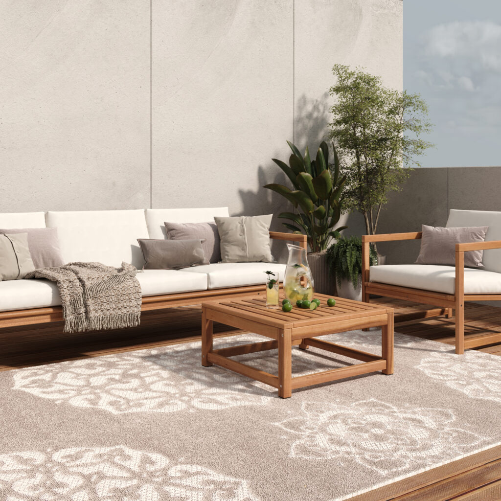 Alfombra Exterior Patio Gris Ornamental