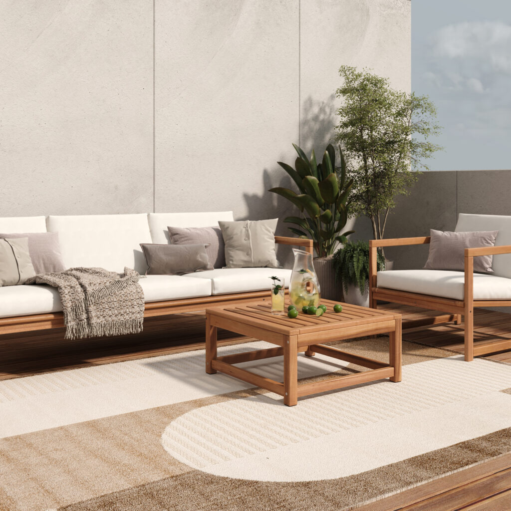 Alfombra Exterior Patio Crema Marrón