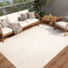 Alfombra Exterior Patio Crema Geométrico