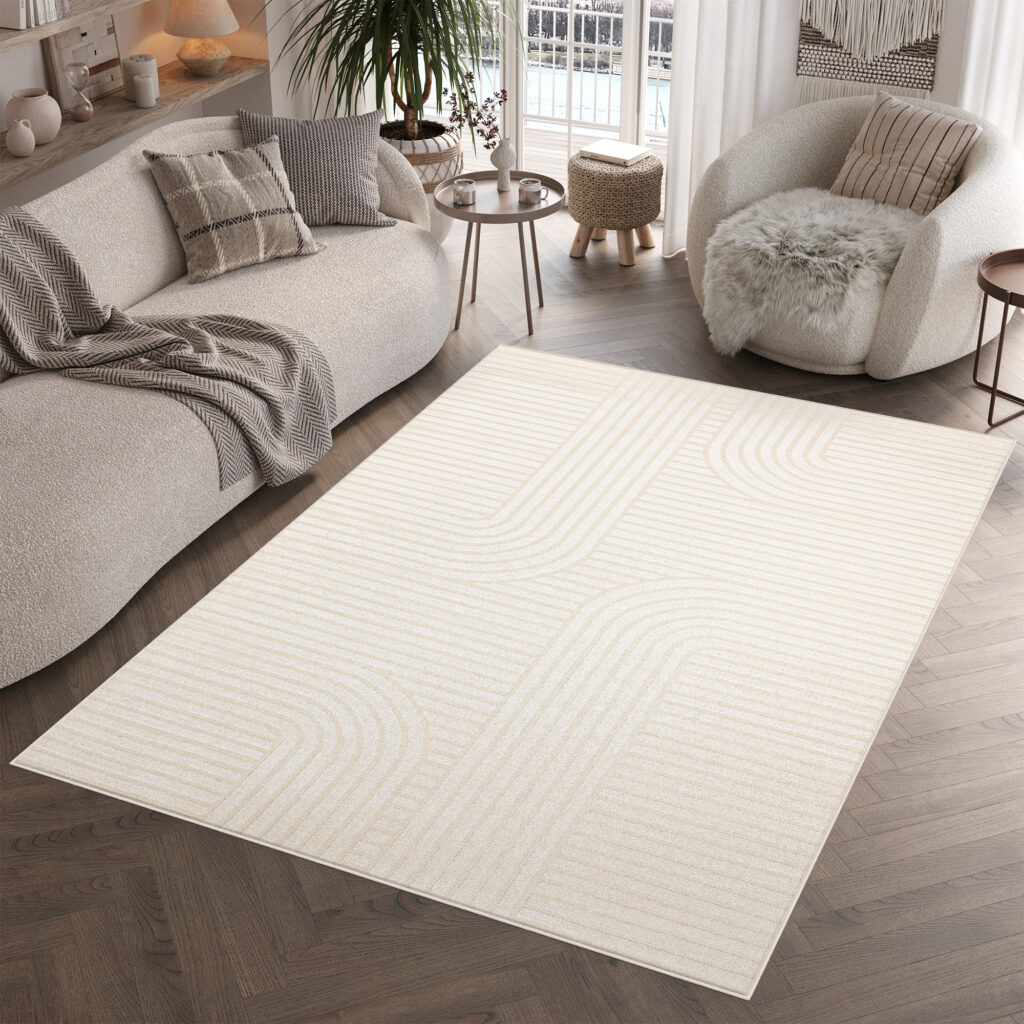 Alfombra Exterior Patio Crema Geométrico