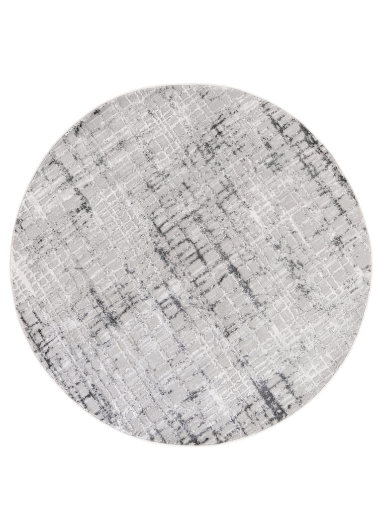 Alfombra Sky Redonda Gris Moderno Enrejado