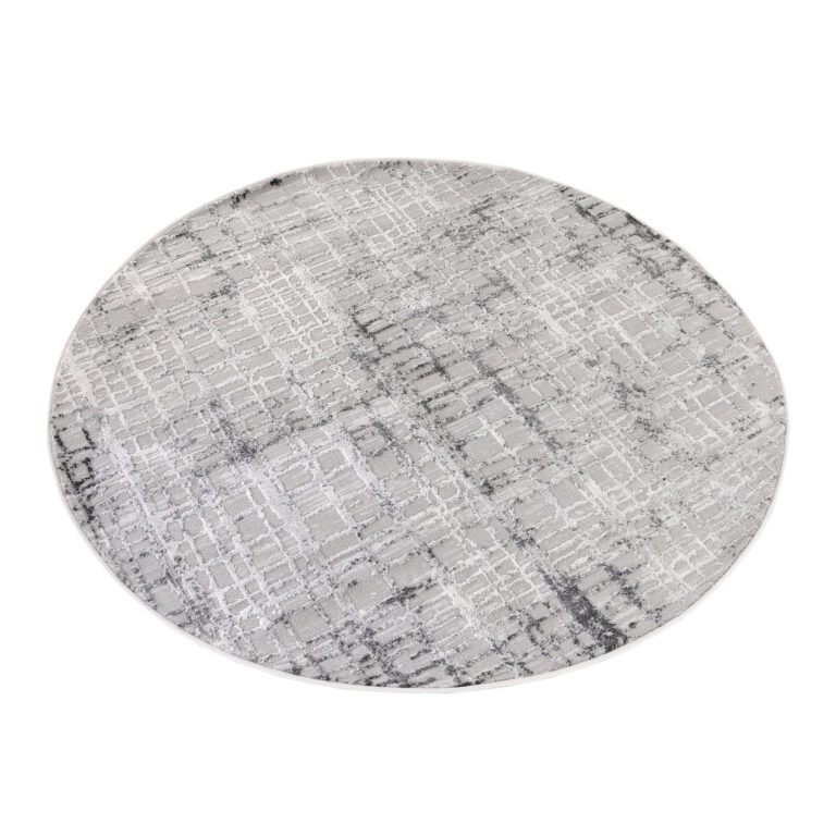 Alfombra Sky Redonda Gris Moderno Enrejado