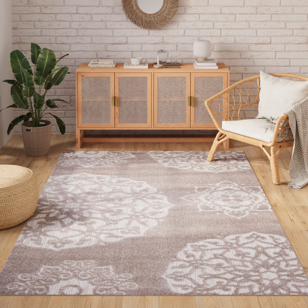 Alfombra Exterior Patio Gris Ornamental