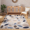 Alfombra Exterior Patio Gris Azul Hojas
