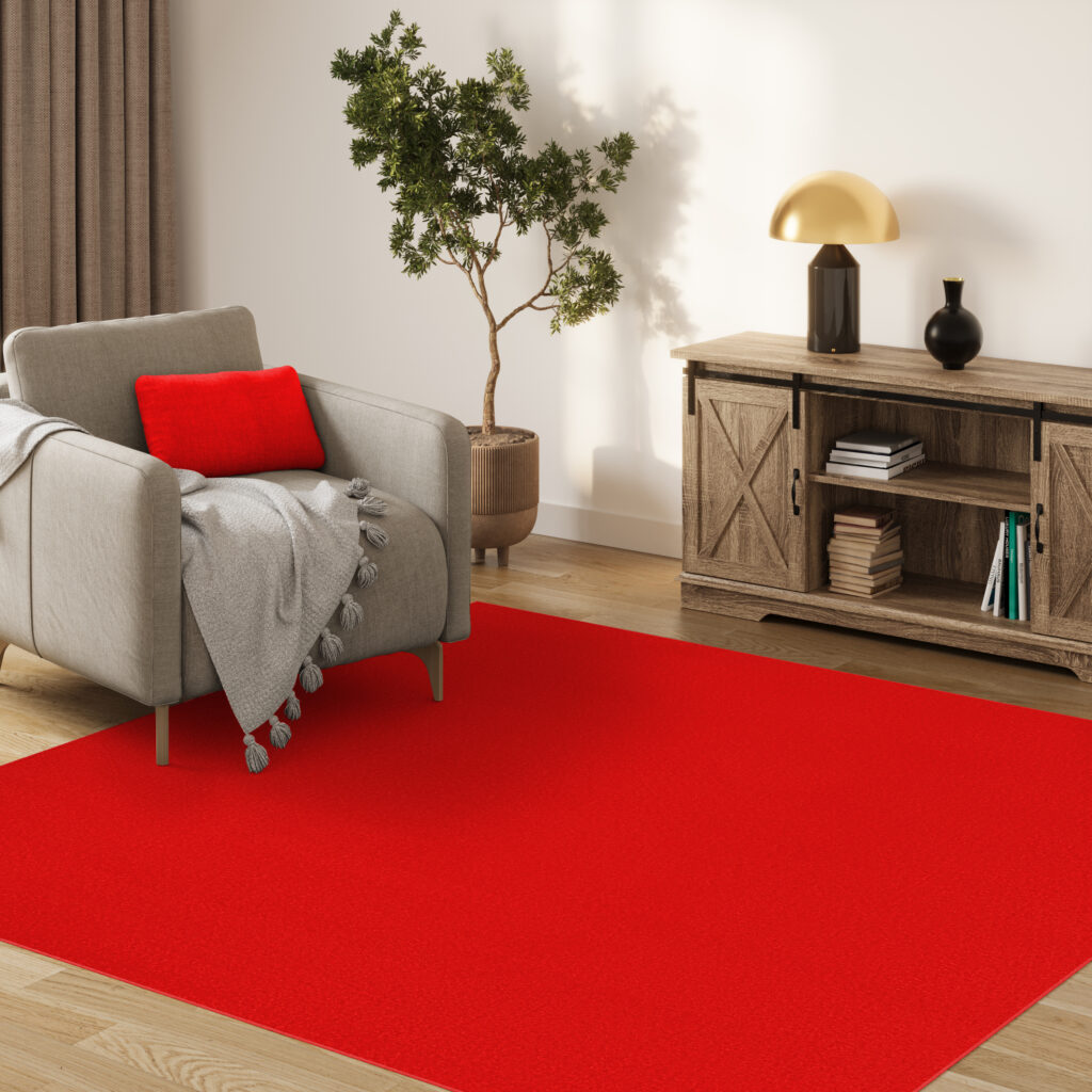 Alfombra Mono Cuadrada Interior Exterior Rojo