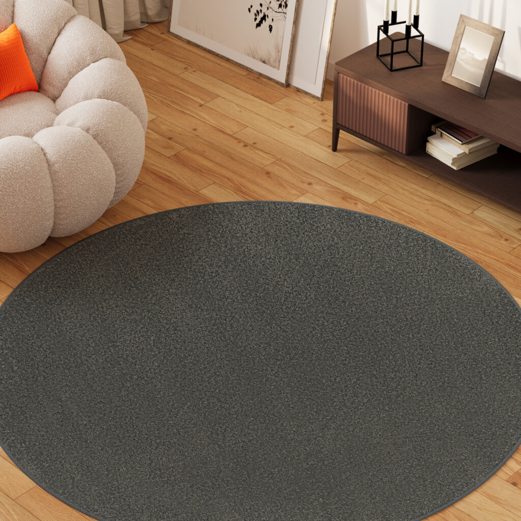 Alfombra Mono Redonda Interior Exterior Gris Oscuro
