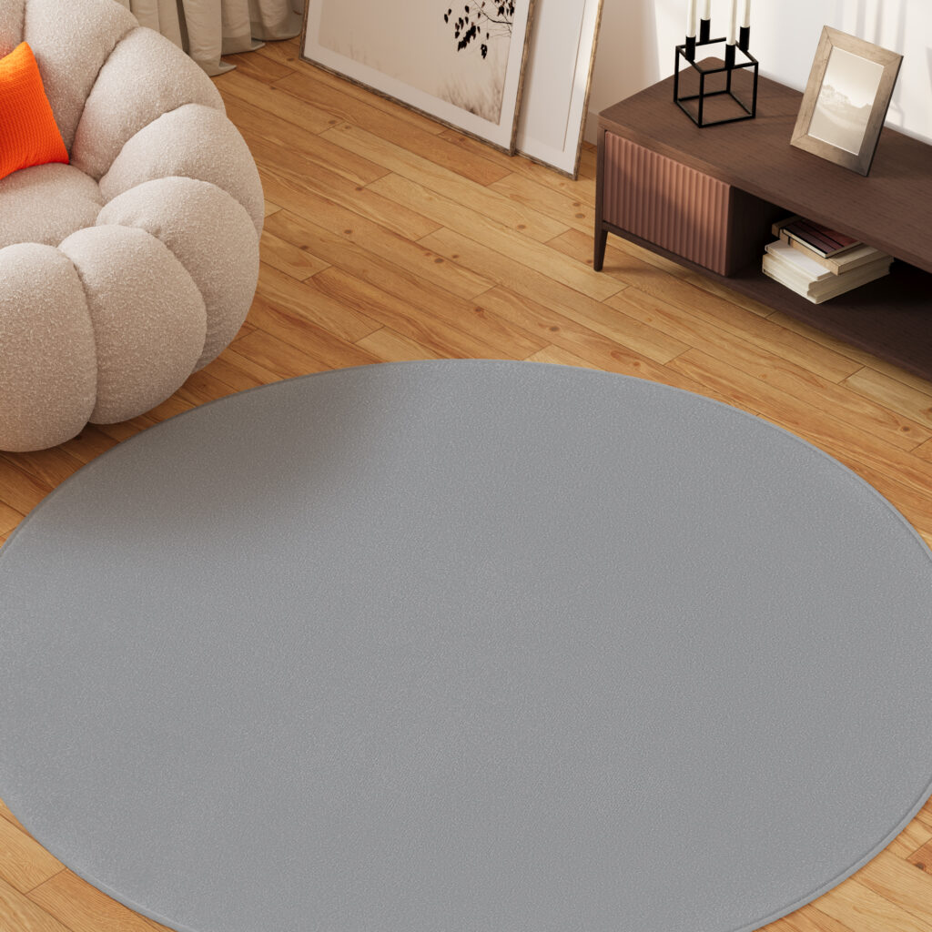 Alfombra Mono Redonda Interior Exterior Gris Claro