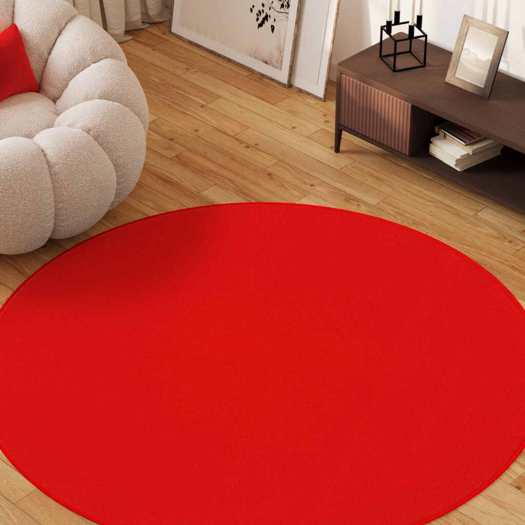 Alfombra Mono Redonda Interior Exterior Rojo