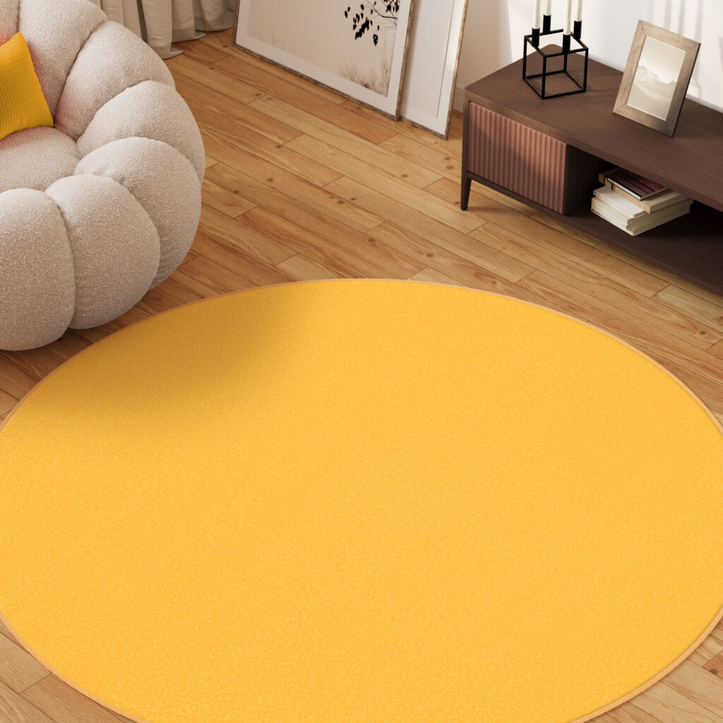 Alfombra Mono Redonda Interior Exterior Amarillo