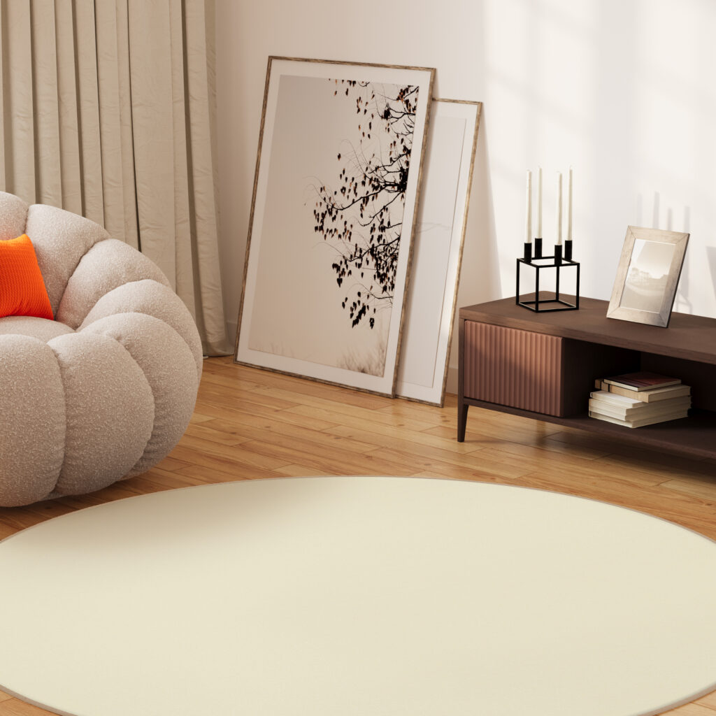Alfombra Mono Redonda Interior Exterior Crema