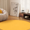 Alfombra Mono Redonda Interior Exterior Amarillo