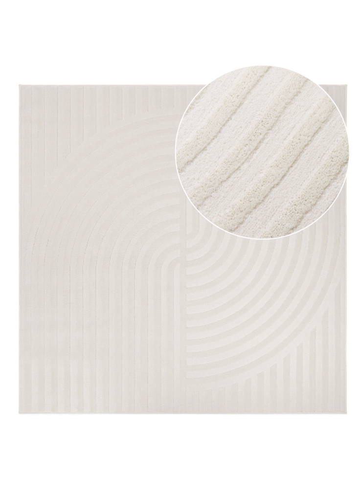 Alfombra Hygge Cuadrada Blanco Roto Líneas