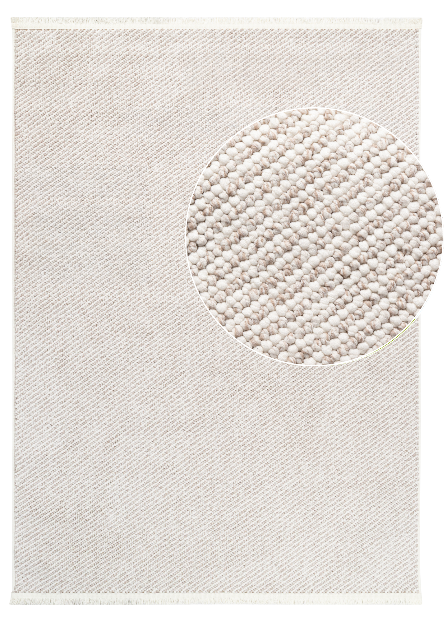 Alfombra Agra Beige con Flecos Blancos