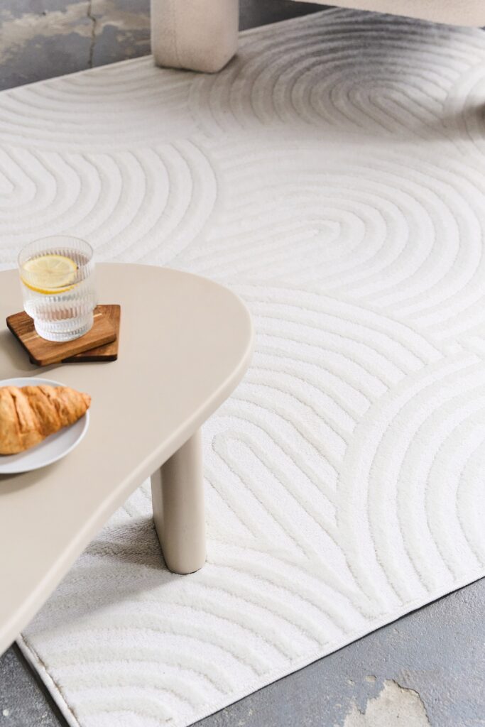Alfombra Hygge Cuadrada Blanco Roto Óvalos