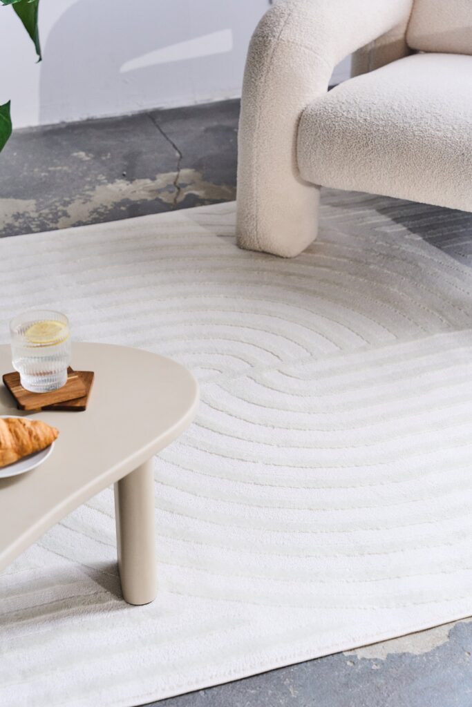 Alfombra Hygge Cuadrada Blanco Roto Líneas