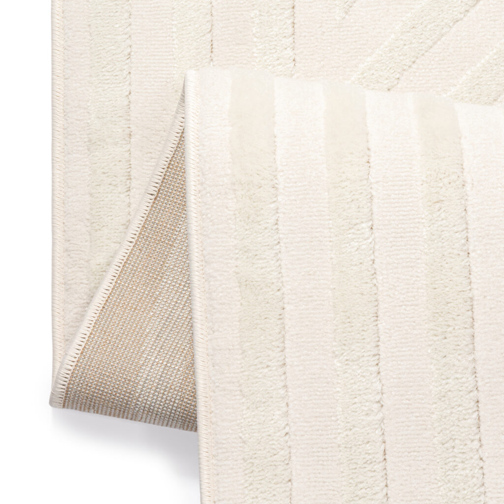 Alfombra Hygge Cuadrada Blanco Roto Líneas