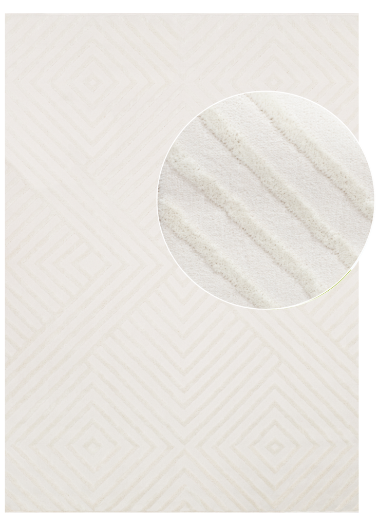 Alfombra Hygge Blanco Roto Rombos
